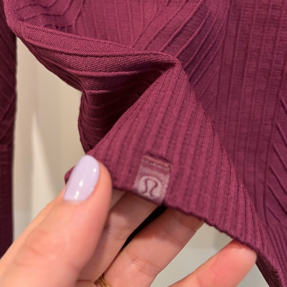 Lululemon: Ribbed Long Sleeve Top in Deep Pink/maroon - Picture 4 of 7